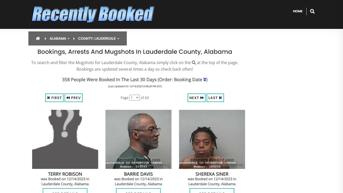 Bookings, Arrests and Mugshots in Lauderdale County, Alabama